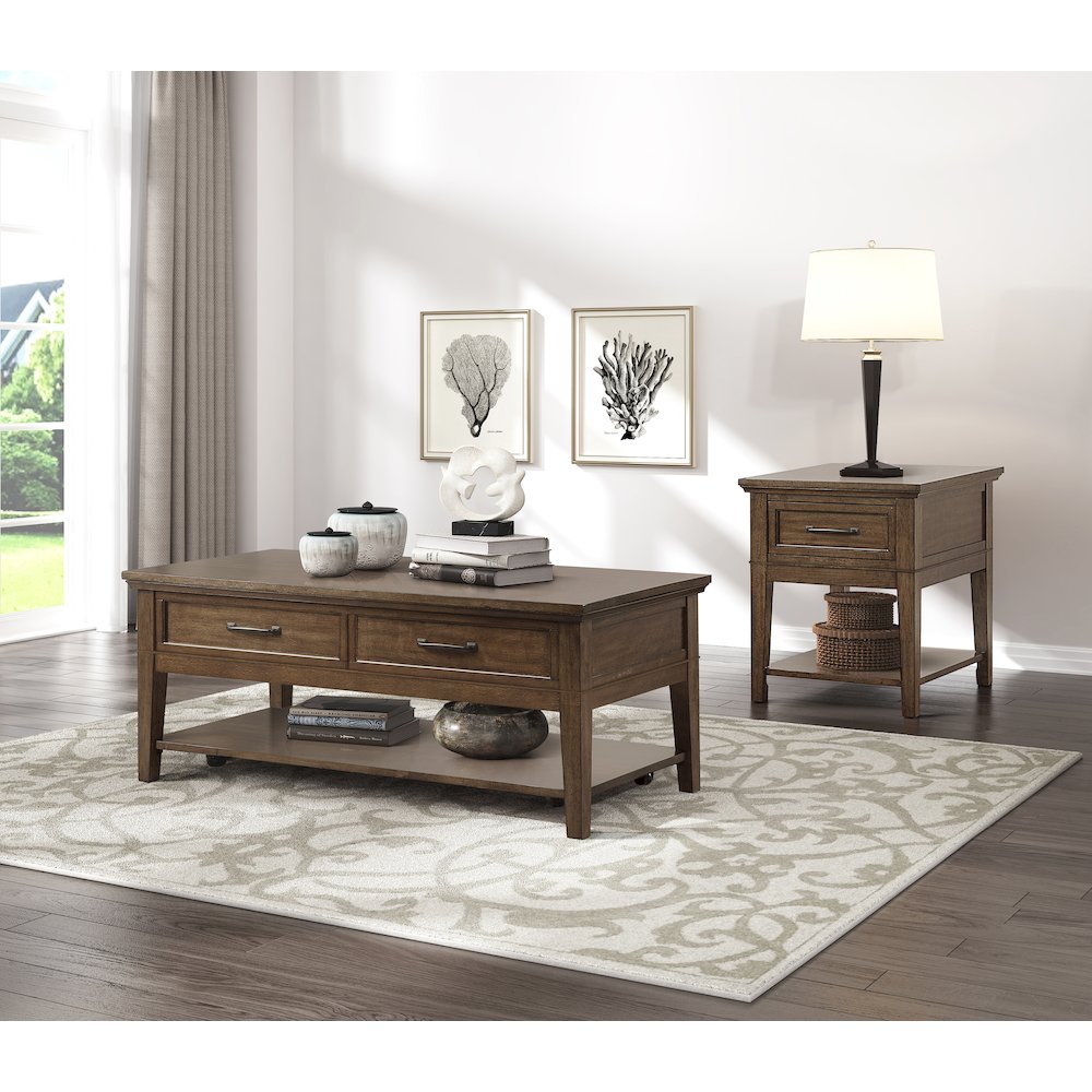 Whitley Asian Hardwood End Table in Brown