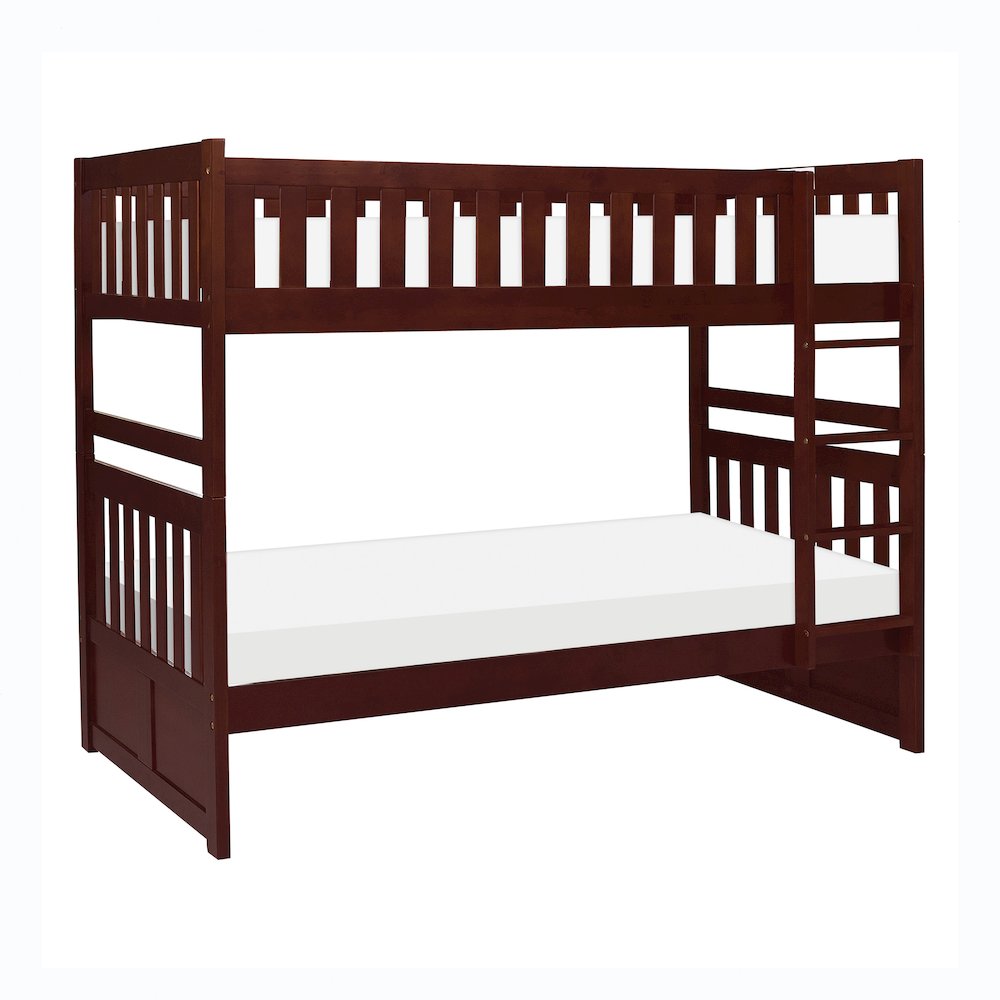 Rowe Pine Twin Over Twin Bunk Bed in Dark Cherry