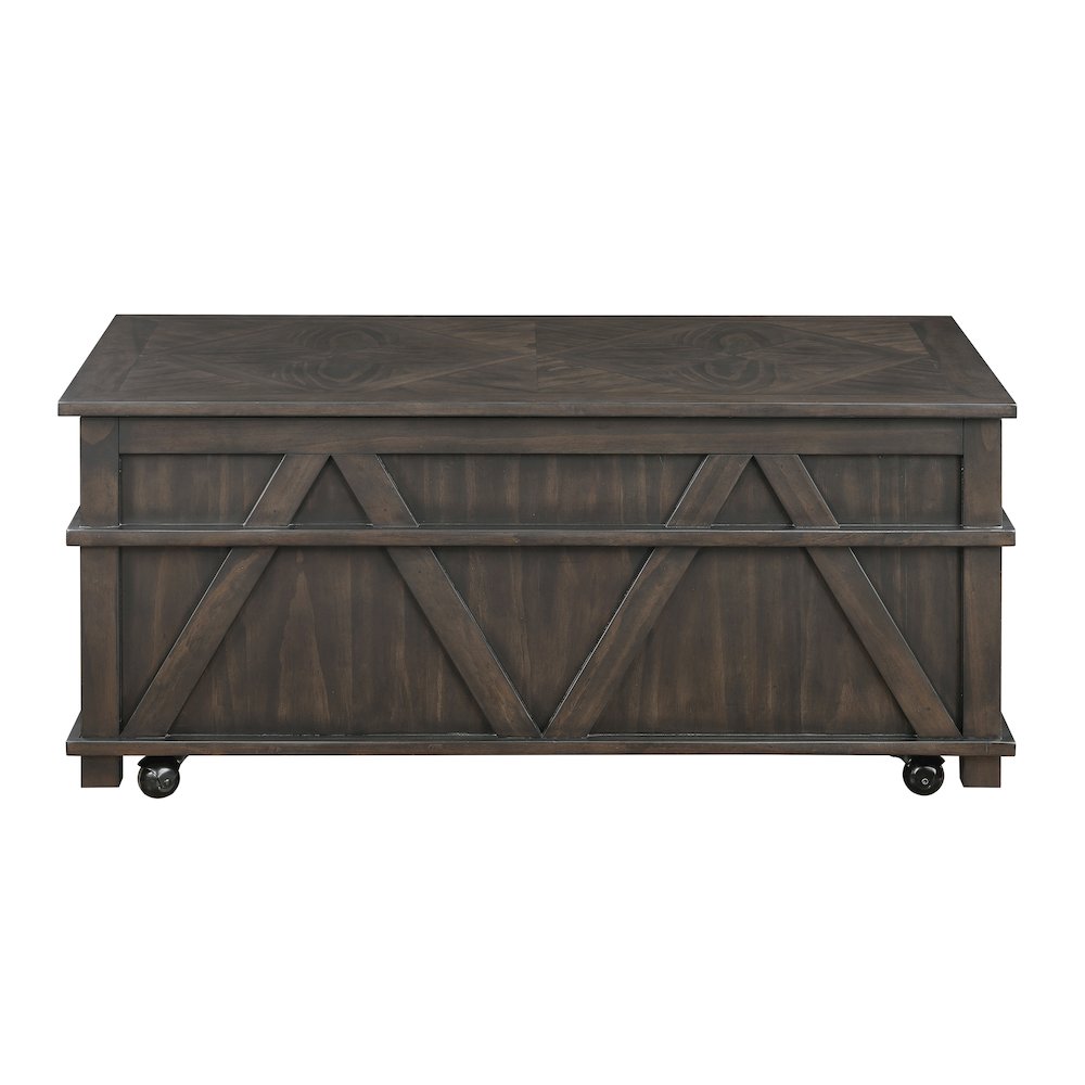 Lakeside Rubberwood Lift Top Cocktail Table in Brown