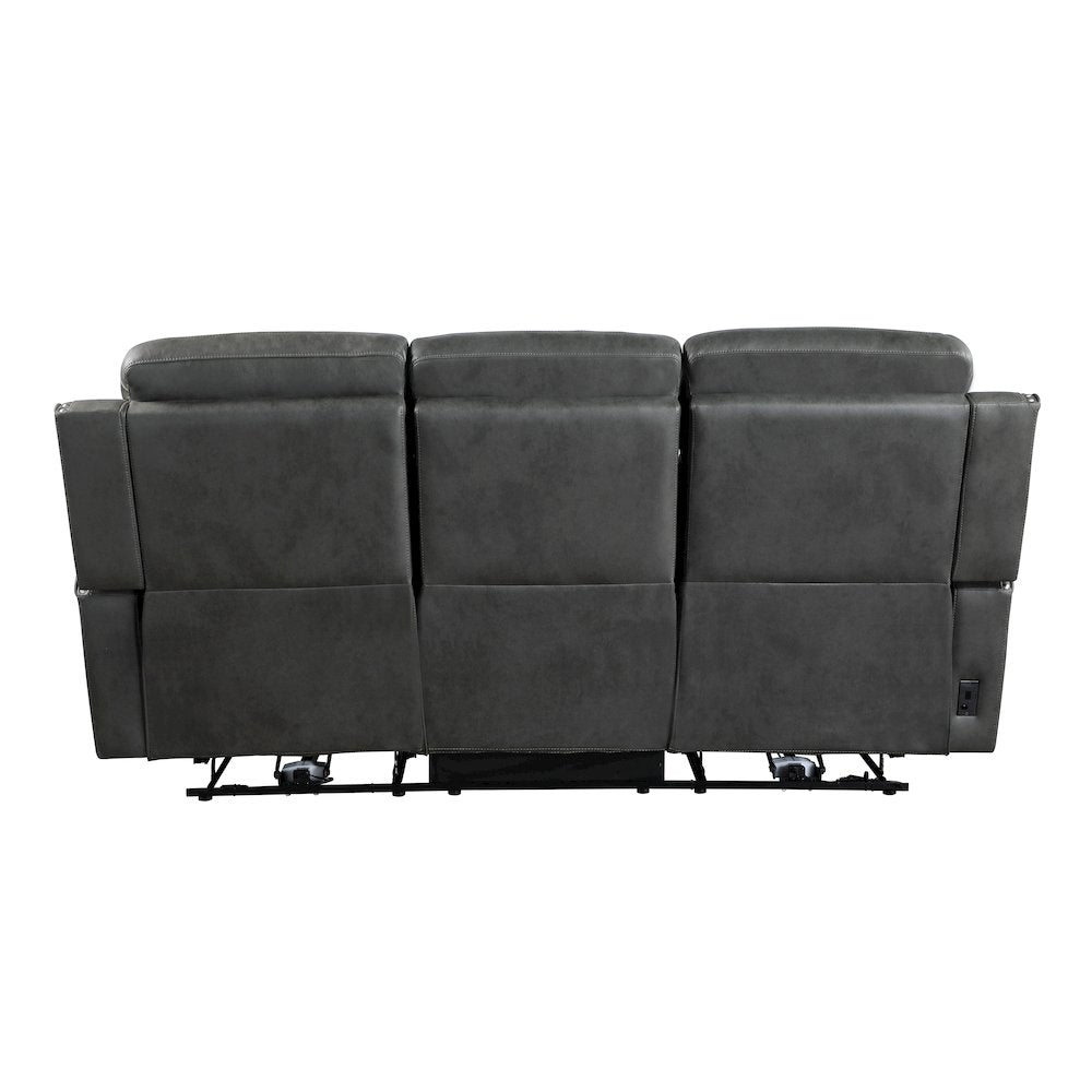 Kellen Microfiber Power Double Reclining Sofa in Smoky Gray