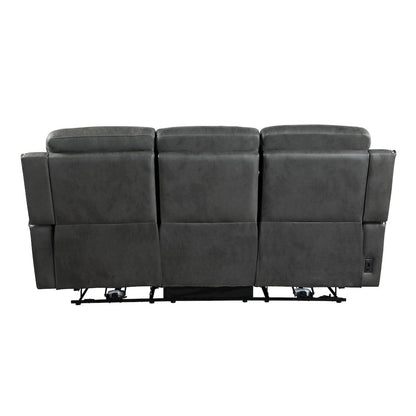 Kellen Microfiber Power Double Reclining Sofa in Smoky Gray