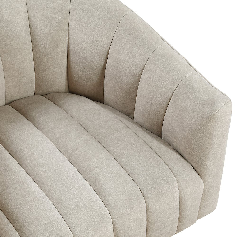 Lonita Velvet Swivel Chair in Taupe