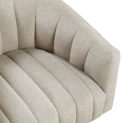 Lonita Velvet Swivel Chair in Taupe