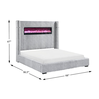 Fitzroy Corduroy Queen Bed in Gray