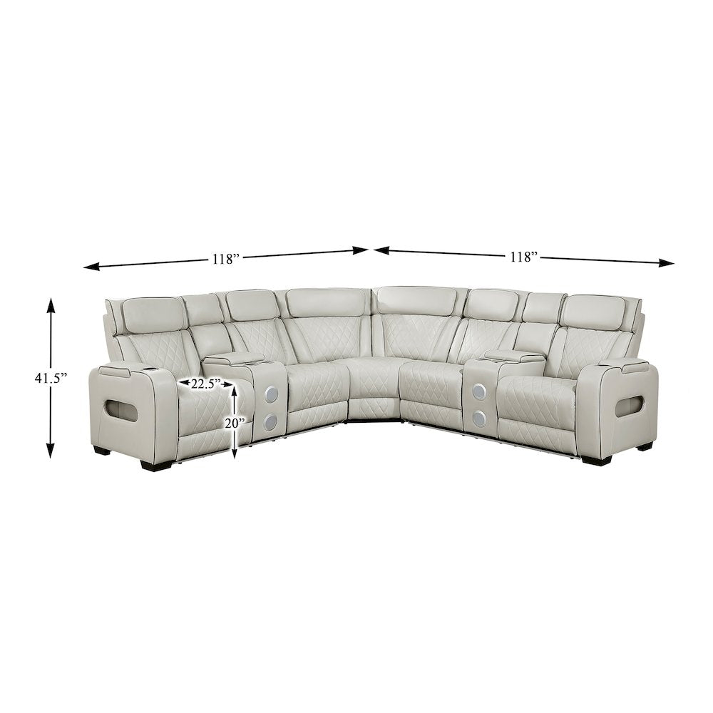 Fairway Faux Leather 3-Piece Power Reclining Sectional in Taupe