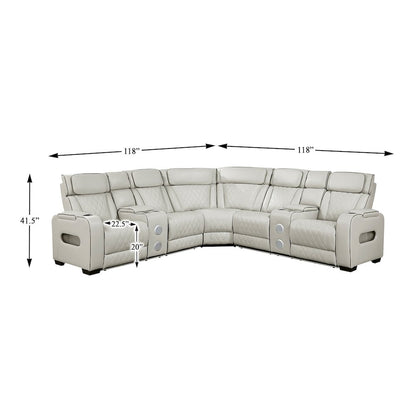 Fairway Faux Leather 3-Piece Power Reclining Sectional in Taupe