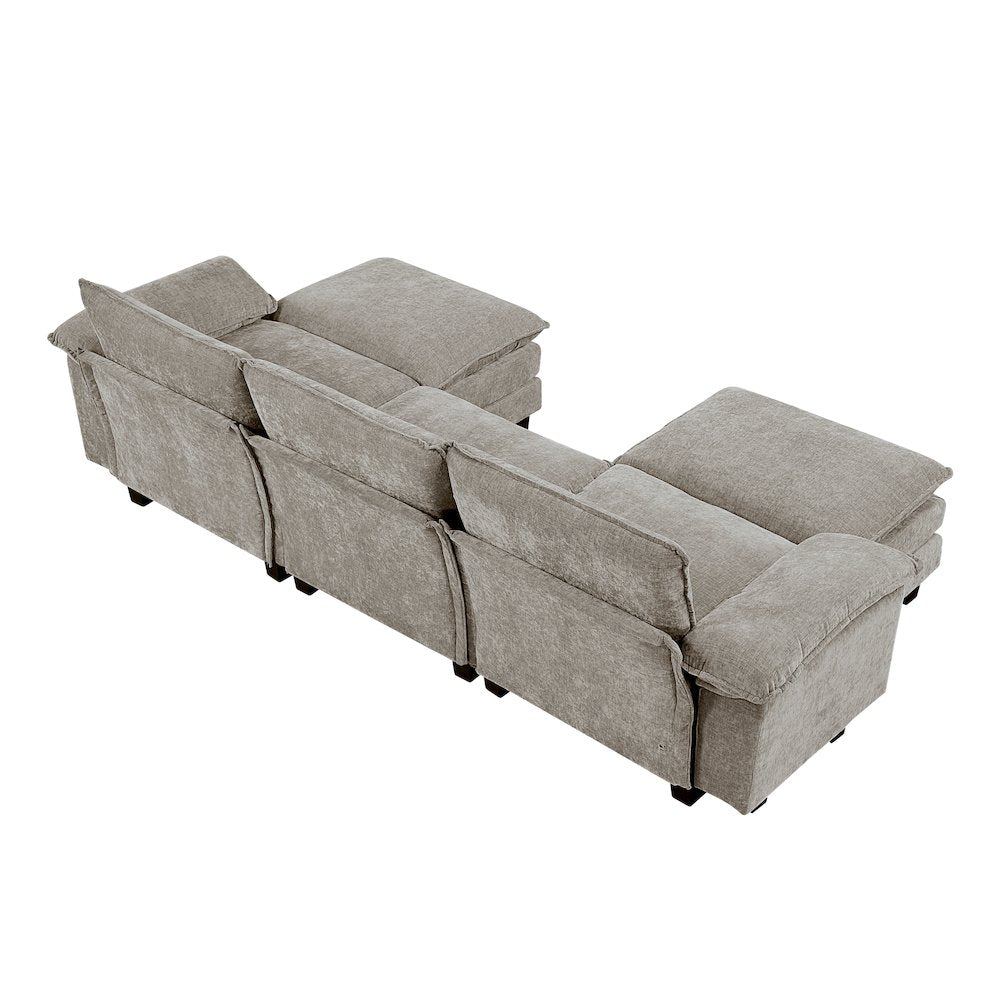 Dublin Chenille 5-Piece Modular Sectional with Ottoman in Dark Pewter