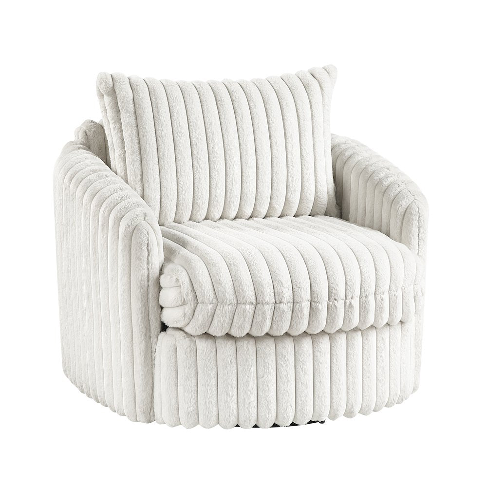 Tomball Corduroy Swivel Chair in Beige