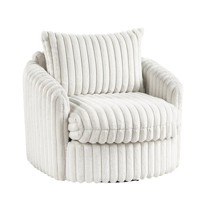 Tomball Corduroy Swivel Chair in Beige