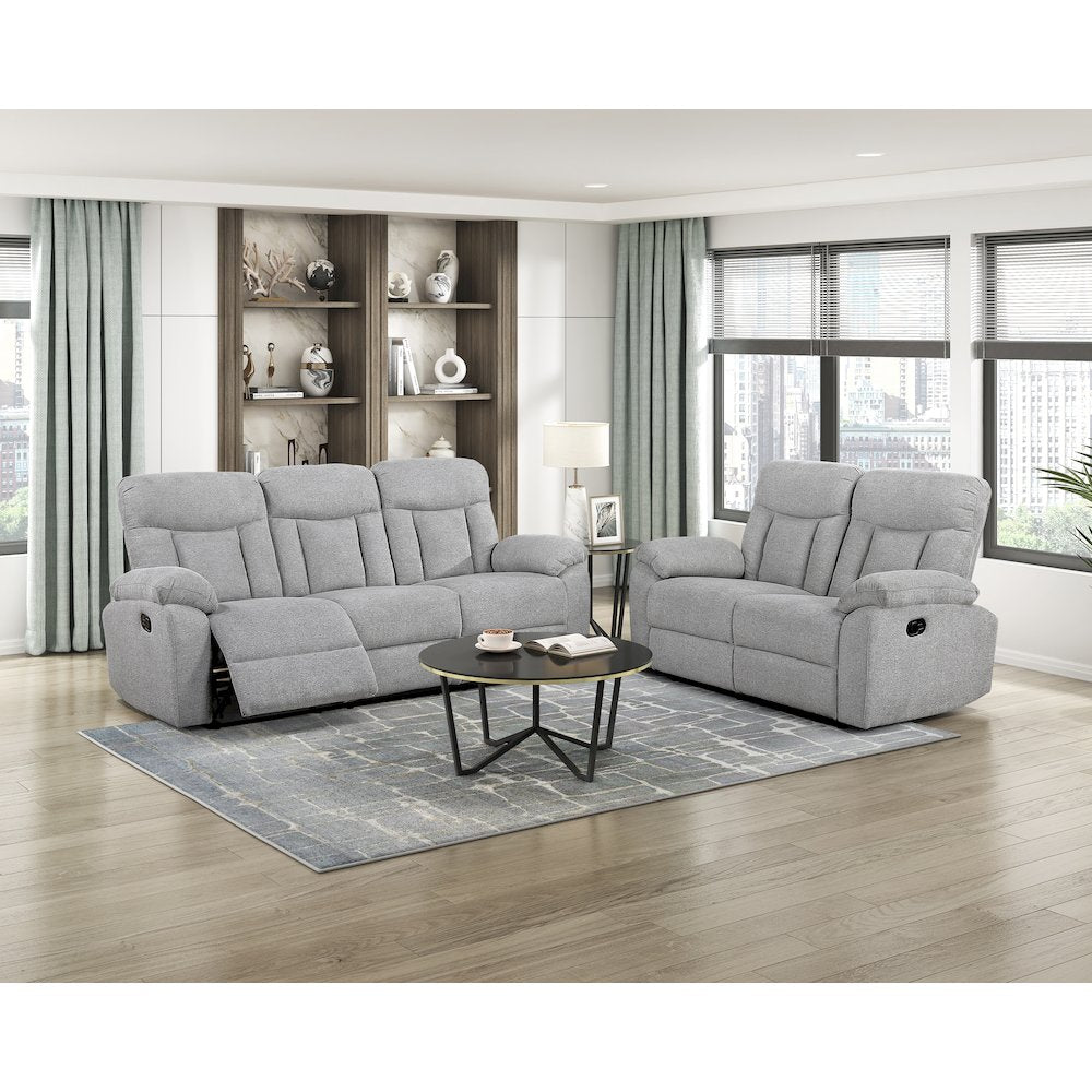 Jules Chenille Double Reclining Love Seat in Gray