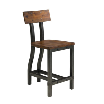 Holverson Poplar 5pcs Cntr Height Dining Set in Rustic Brown & Gunmetal