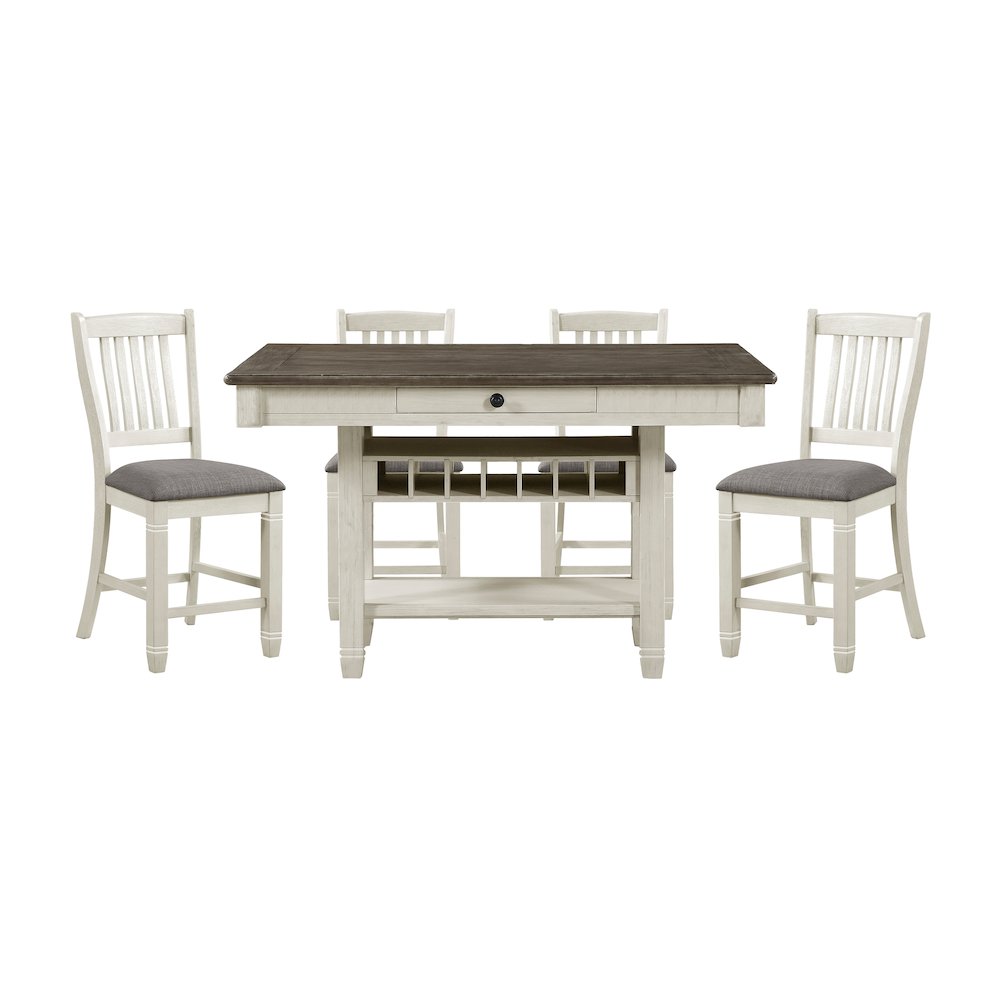 Granby Pine Counter Height Dining Table in Antique White and Rosy Brown