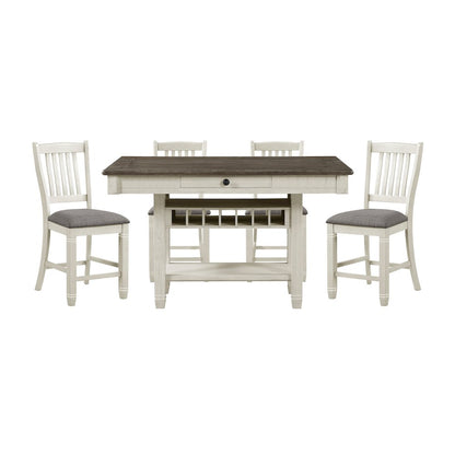 Granby Pine Counter Height Dining Table in Antique White and Rosy Brown