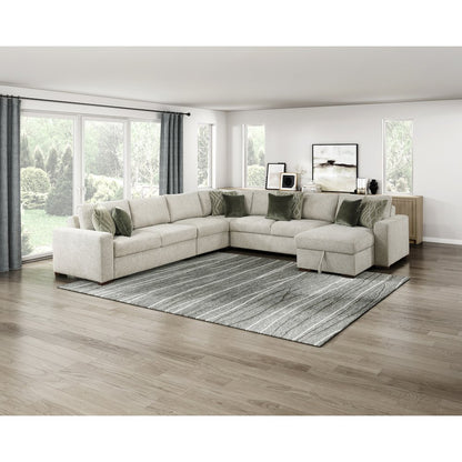 Isla Microfiber 5-Piece Sectional with Reversible Chaise in Sage Sand