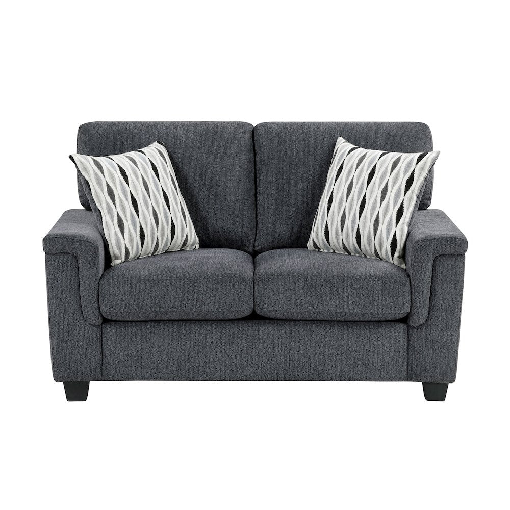 Chelsea Chenille 2pc Set: Sofa, Loveseat in Dark Gray