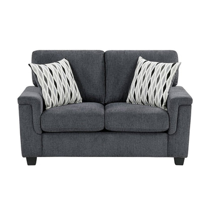 Chelsea Chenille 2pc Set: Sofa, Loveseat in Dark Gray