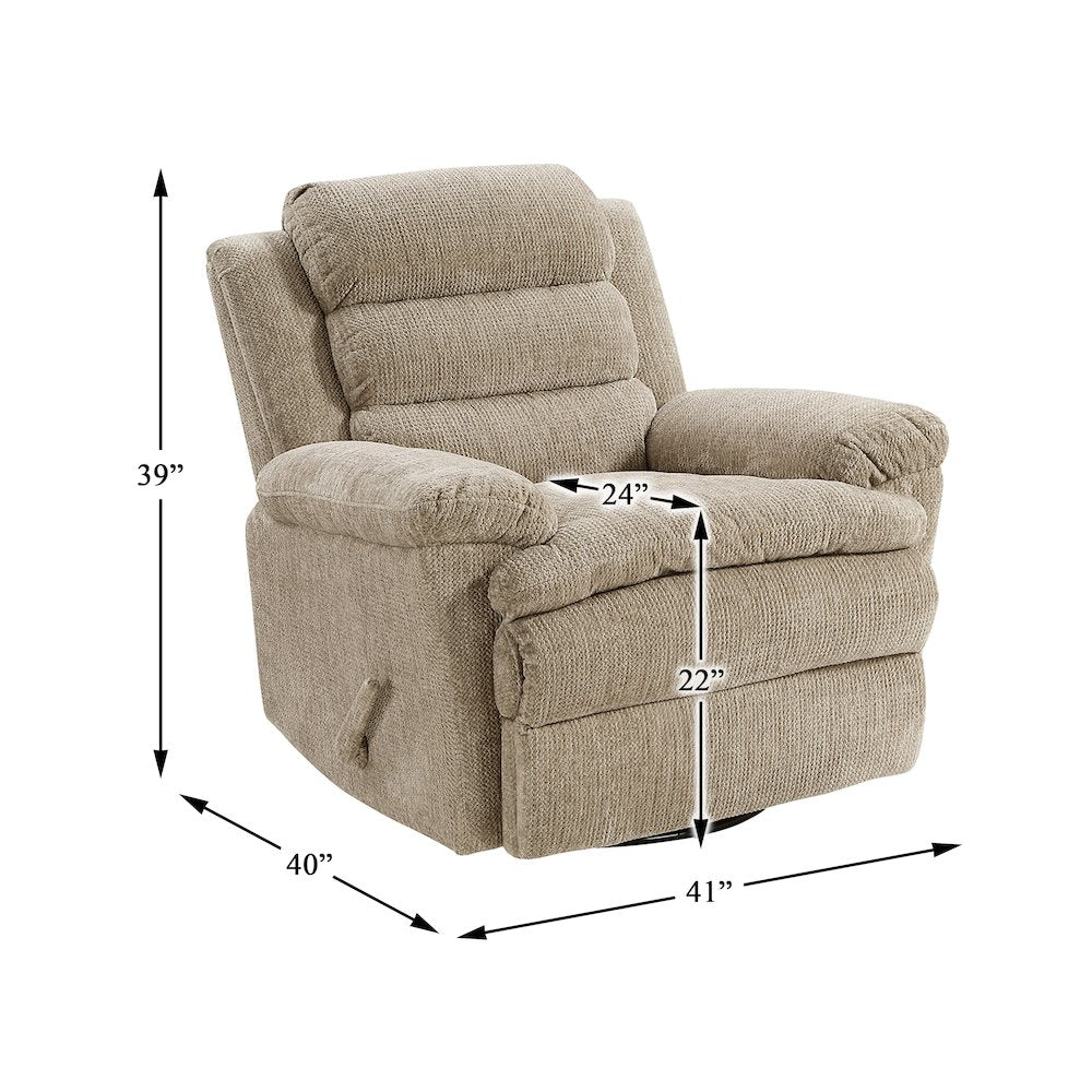 Oxford Microfiber Swivel Glider Reclining Chair in Brown