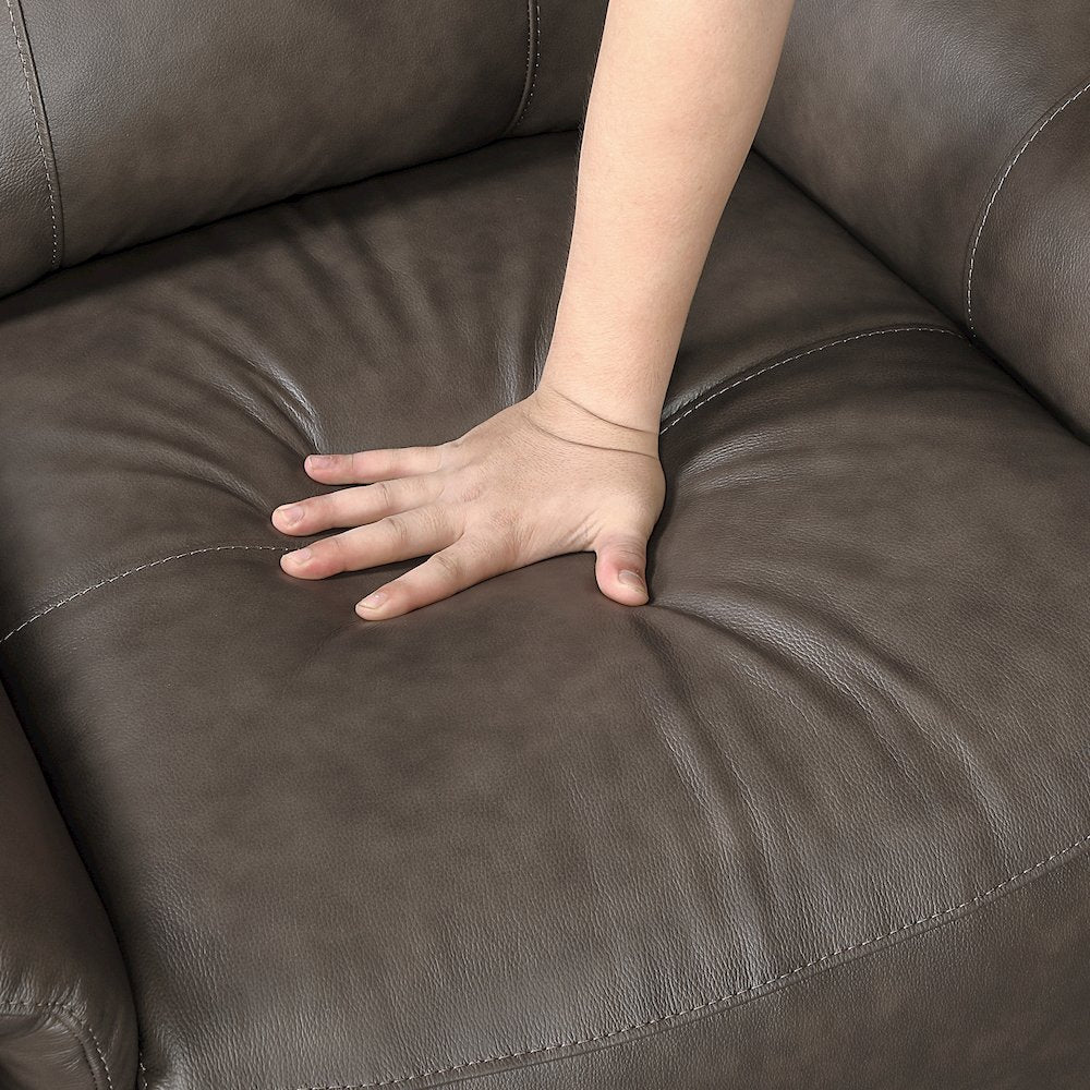 Hadley Leather Swivel Glider Reclining Chair in Dark Brown