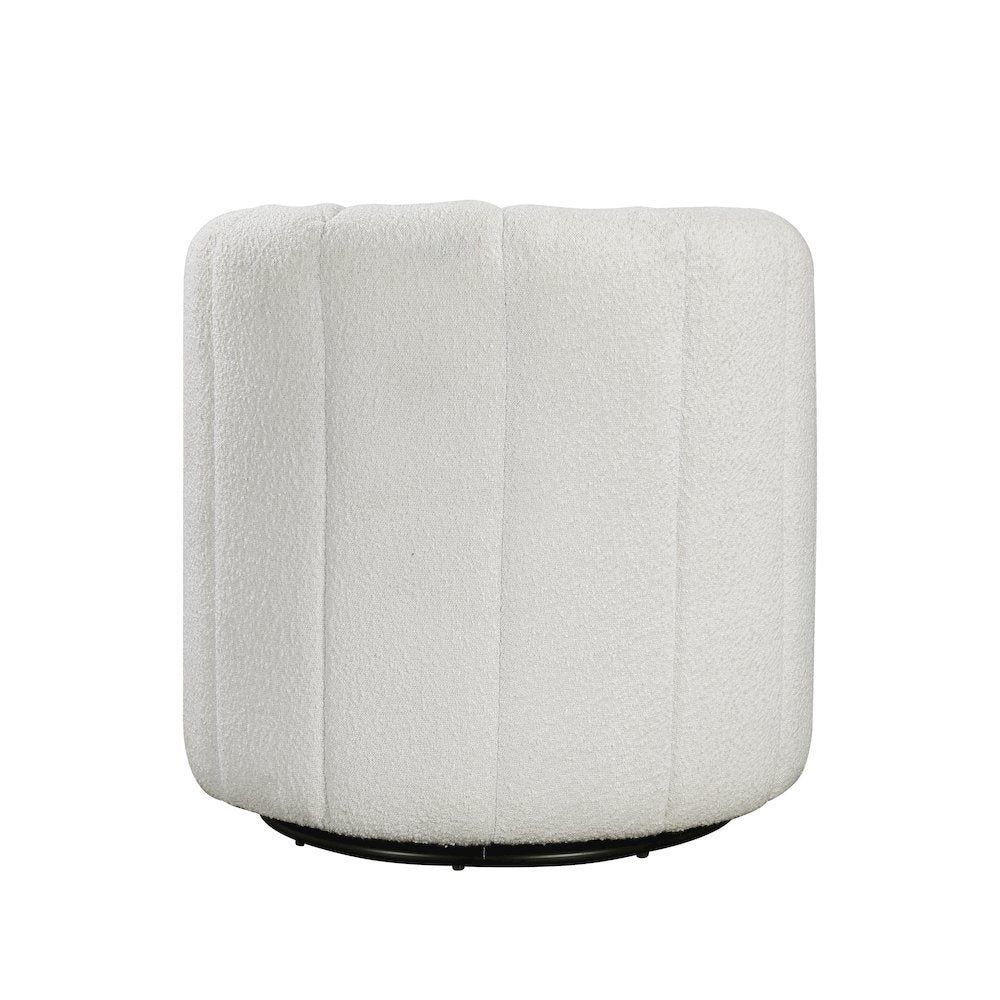 Essex Boucle Swivel Chair with Ottoman in White