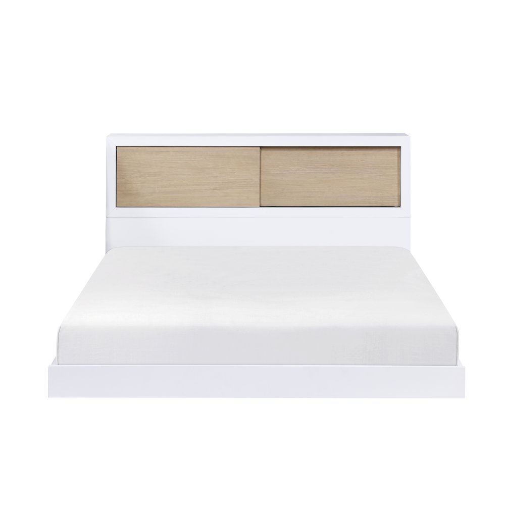 Asker Asian Hardwood Full Bookcase Bed in 2-Tone (White and Natural)