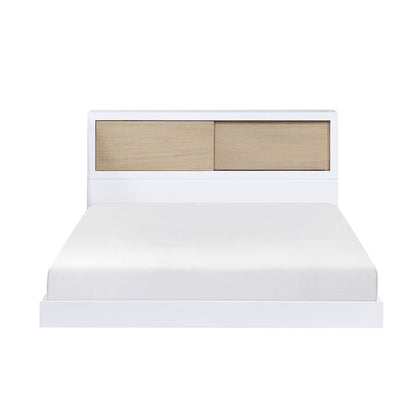 Asker Asian Hardwood Full Bookcase Bed in 2-Tone (White and Natural)