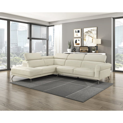 Giselle Leather 2-Piece Sectional with Left Side Chaise in Beige