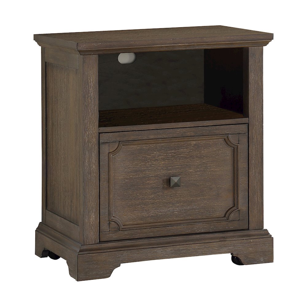 Toulon Pine Lateral File with Casters in Wire-Brushed Power Glaze Oak