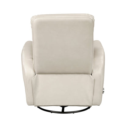 Dimitri Faux Leather Swivel Glider Reclining Chair in Beige