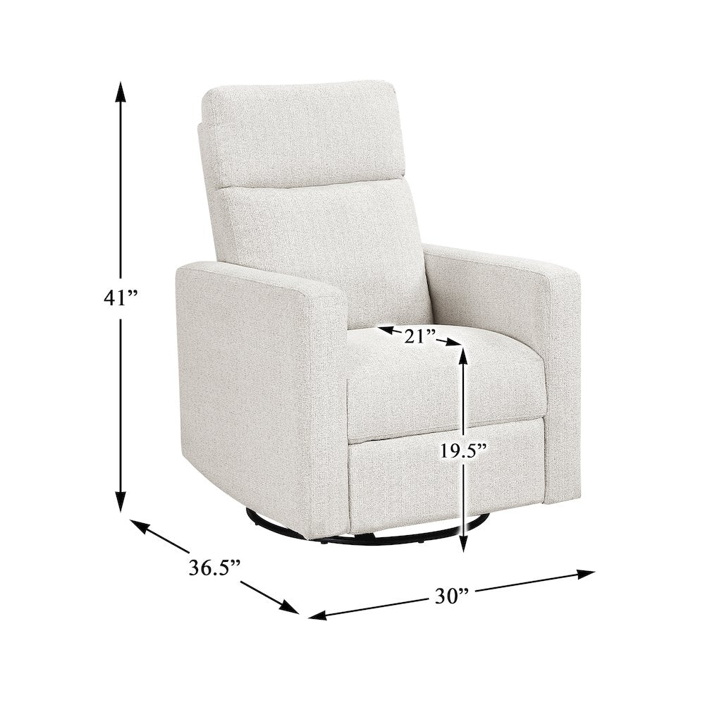 Olathe Chenille Swivel Glider Reclining Chair in Newsprint