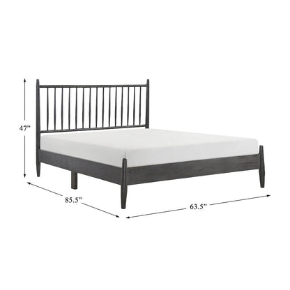 Brickell Rubberwood Queen Platform Bed in Gray