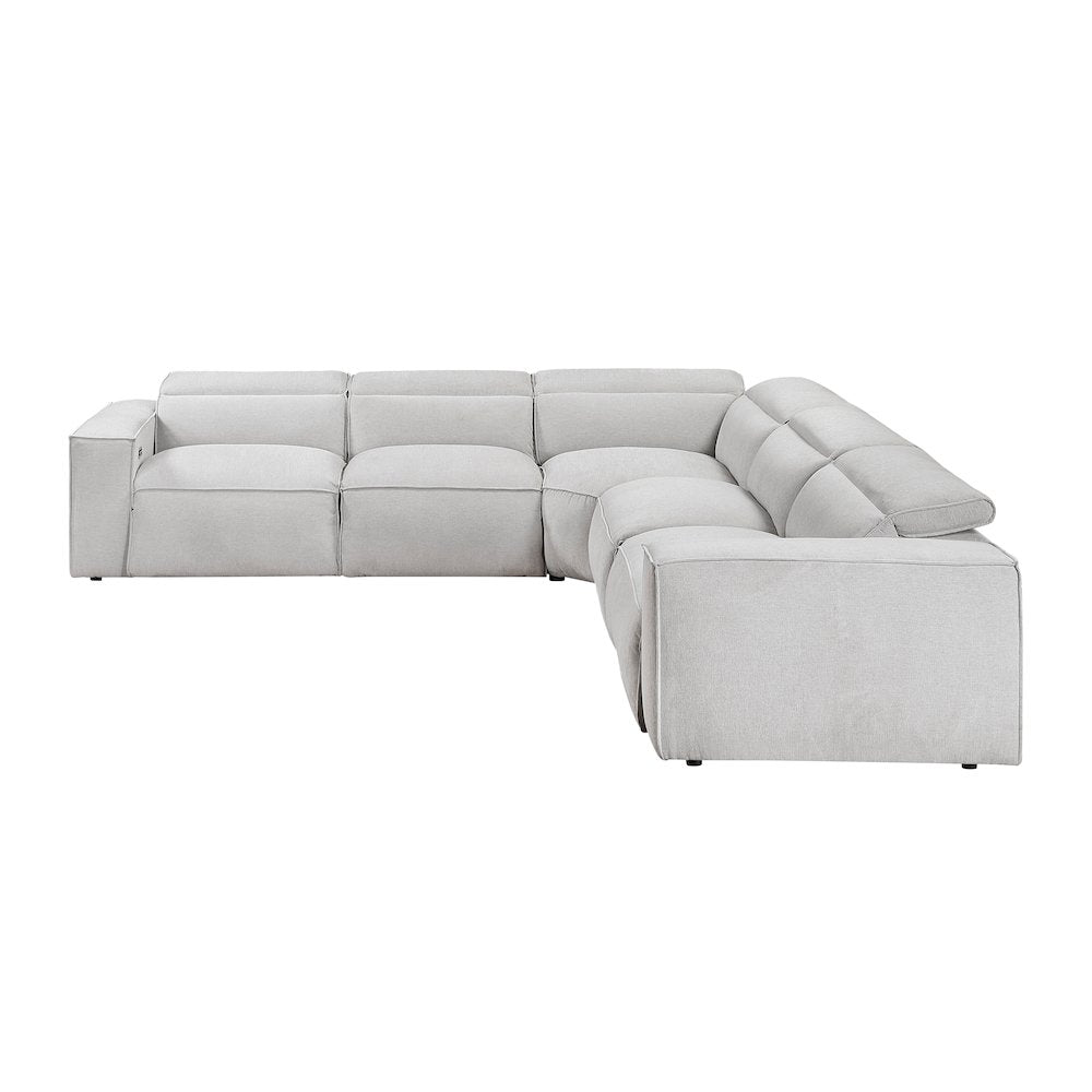 Phoebe Microfiber 5pcs Modular Power Reclining Sectional in Light Gray