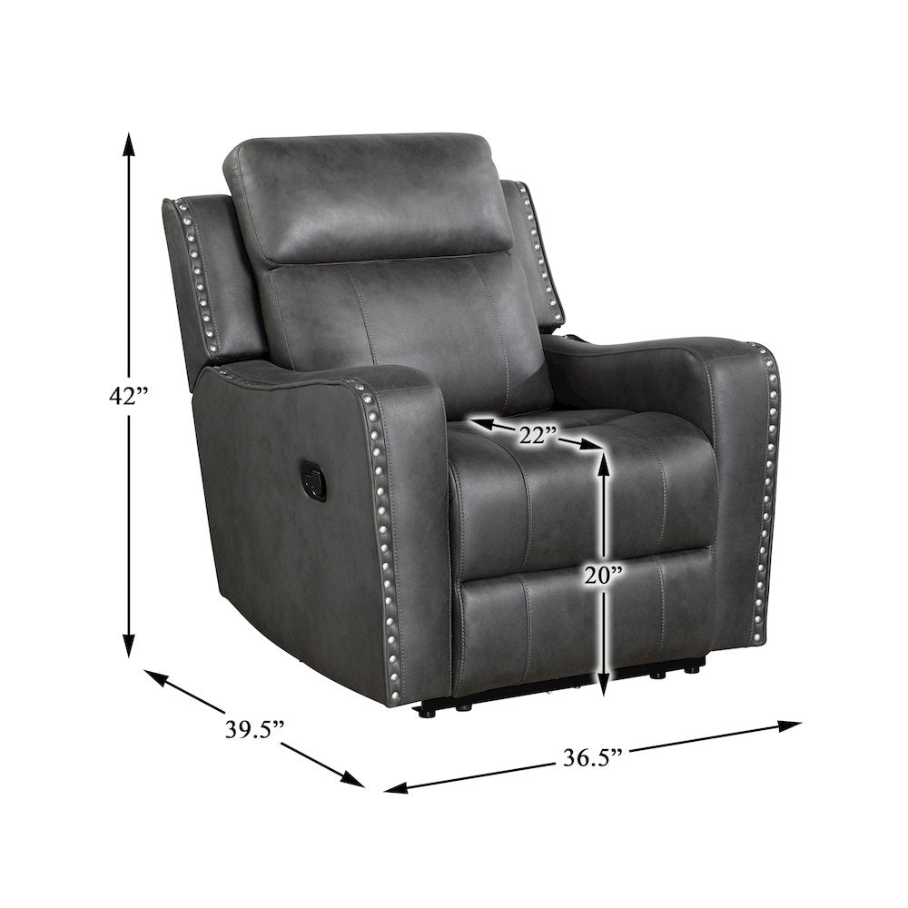 Kellen Microfiber Reclining Chair in Smoky Gray