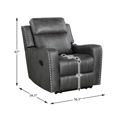 Kellen Microfiber Reclining Chair in Smoky Gray