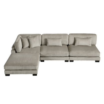 Traverse Corduroy 4-Piece Modular Sectional with Ottoman in Taupe