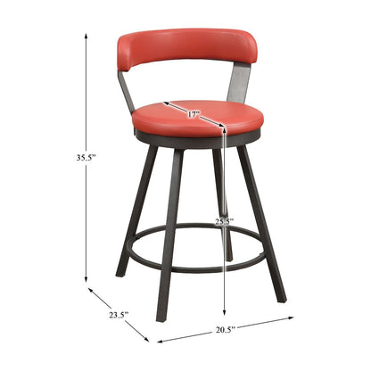 Appert Metal Swivel Counter Height Chair, Red, set of 2 in Red