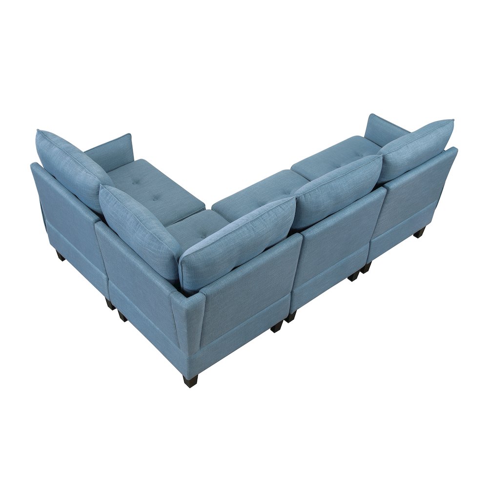 Garren Textured 4-Piece Sectional with Storage in Blue