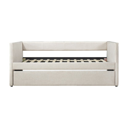 Trudy Textured Daybed with Trundle in Beige