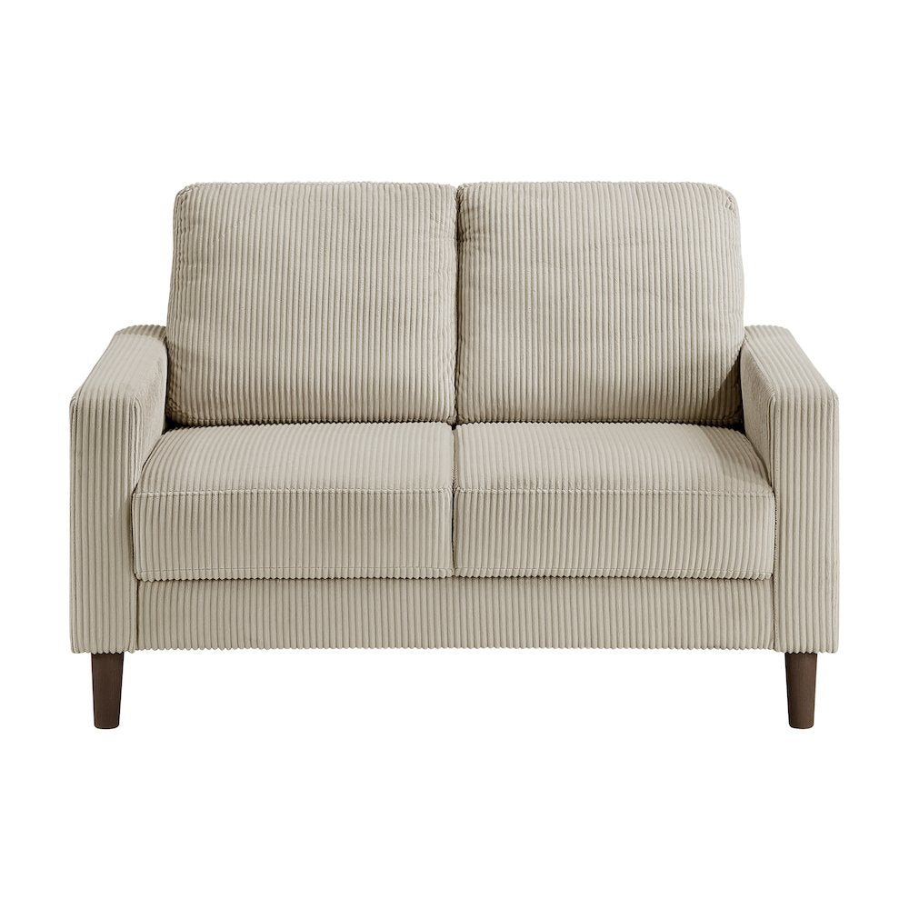 Crandall Corduroy 3pc Set: Sofa, Loveseat, Chair in Taupe