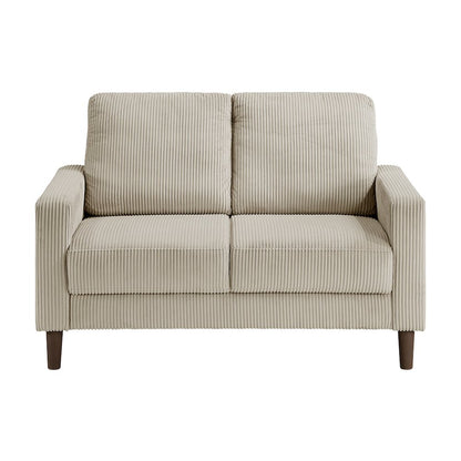 Crandall Corduroy 3pc Set: Sofa, Loveseat, Chair in Taupe