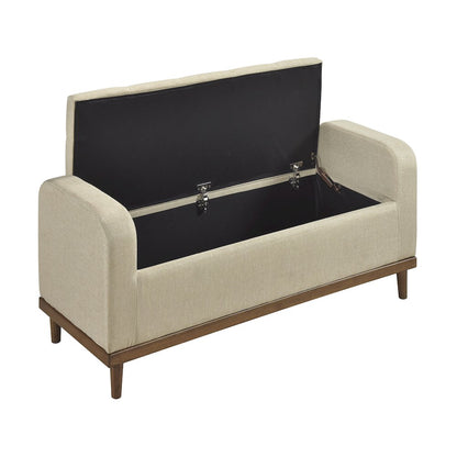 Brigitte Textured Lift Top Storage Bench in Light Brown