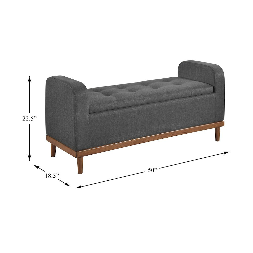 Brigitte Textured Lift Top Storage Bench in Dark Gray