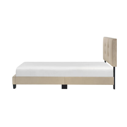 Newberry Velvet Twin Platform Bed in Light Brown