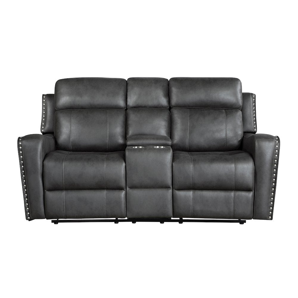 Kellen Microfiber 2pc Set: Sofa, Love in Smoky Gray