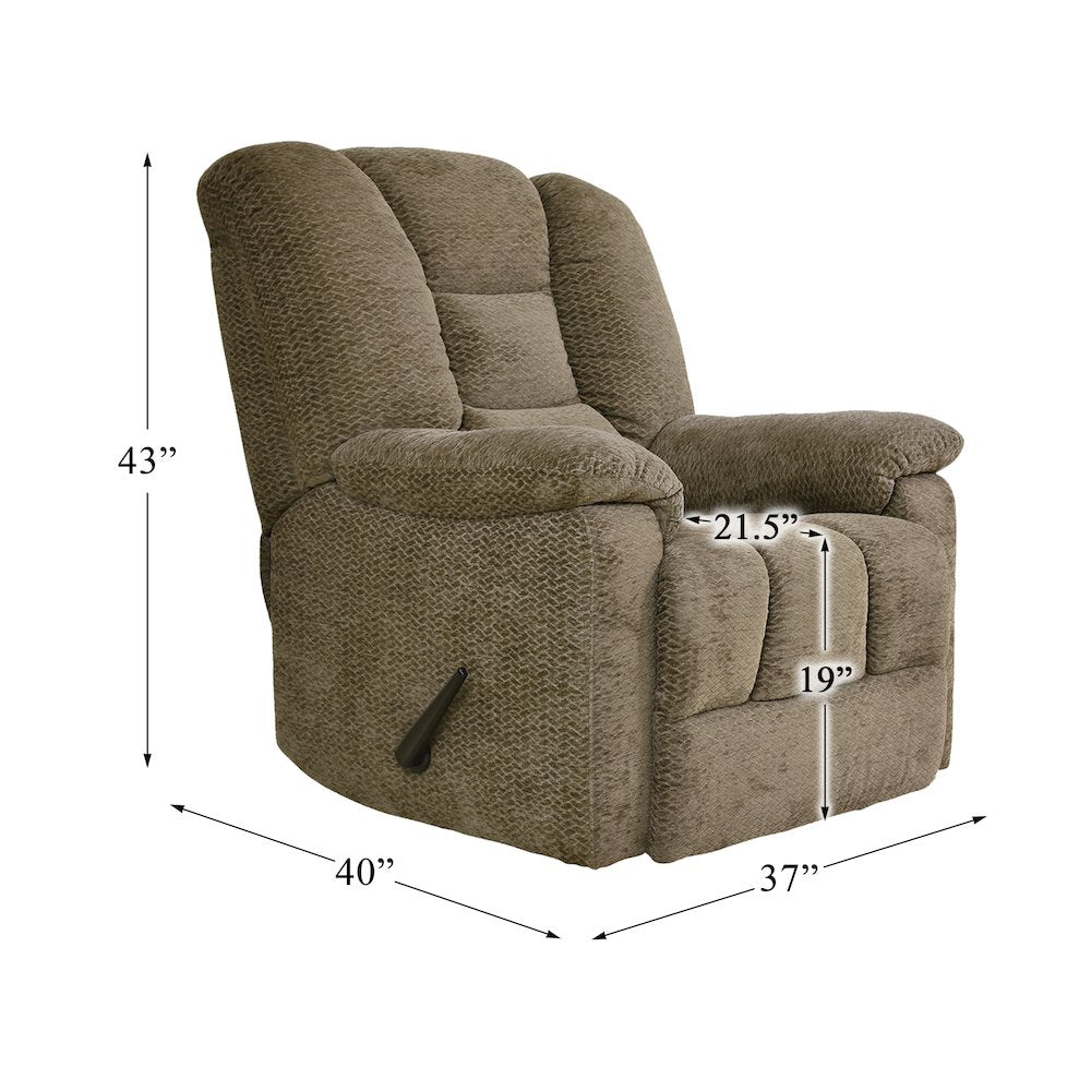 Kaylene Chenille Reclining Chair in Brown