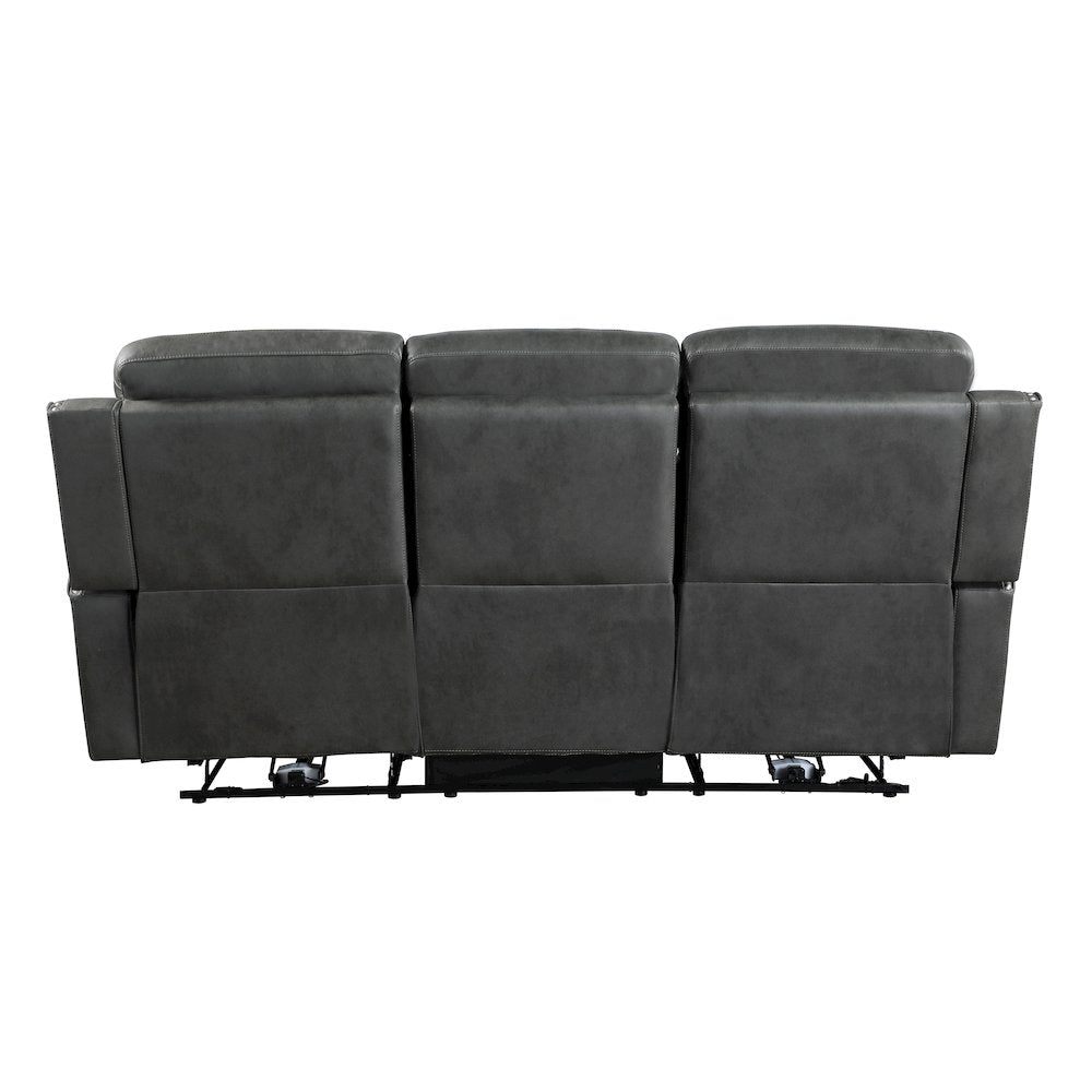 Kellen Microfiber Double Reclining Sofa in Smoky Gray