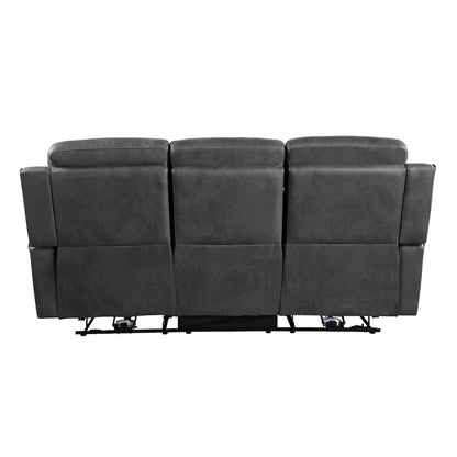 Kellen Microfiber Double Reclining Sofa in Smoky Gray