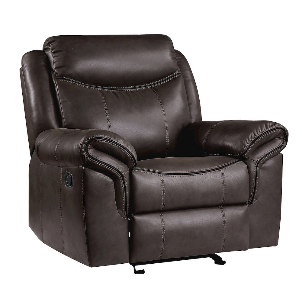 Aram Faux Leather Glider Reclining Chair In Dark Brown