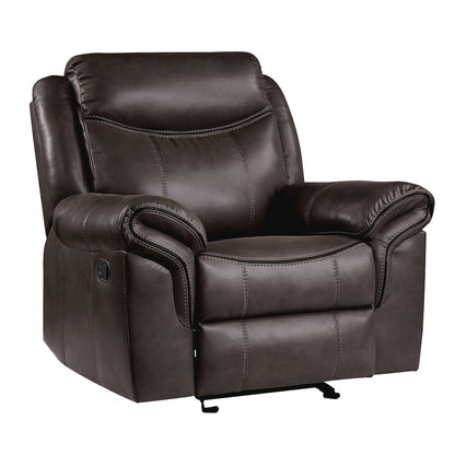 Aram Faux Leather Glider Reclining Chair In Dark Brown