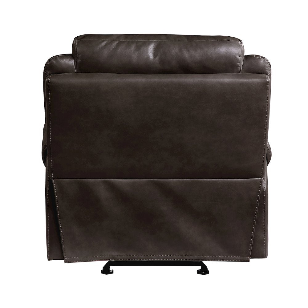 Aram Faux Leather Glider Reclining Chair In Dark Brown