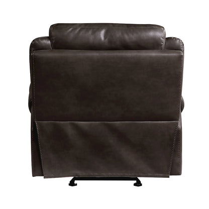 Aram Faux Leather Glider Reclining Chair In Dark Brown